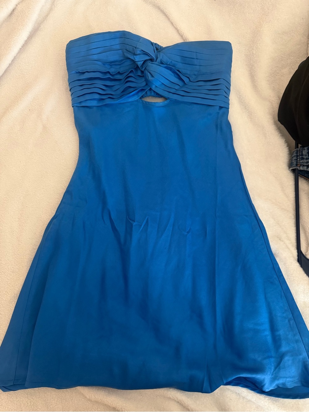 American Threads Strapless Twist-Bust Royal Blue A-Line Dress